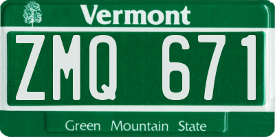 VT license plate ZMQ671