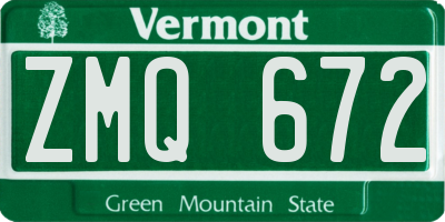 VT license plate ZMQ672