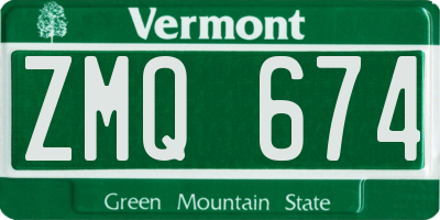 VT license plate ZMQ674