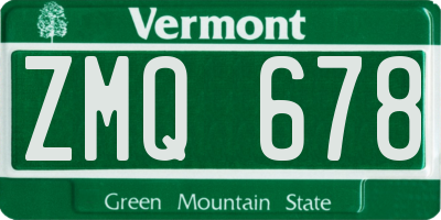 VT license plate ZMQ678