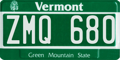 VT license plate ZMQ680