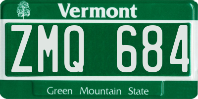 VT license plate ZMQ684