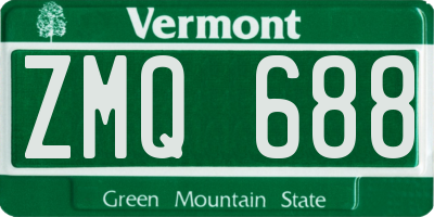 VT license plate ZMQ688