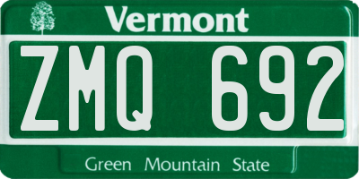 VT license plate ZMQ692