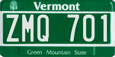 VT license plate ZMQ701