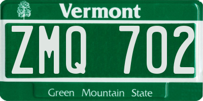 VT license plate ZMQ702