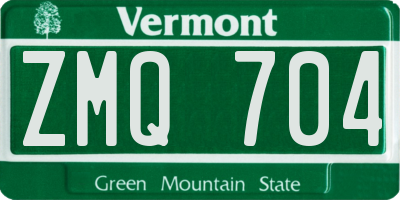 VT license plate ZMQ704