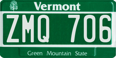 VT license plate ZMQ706