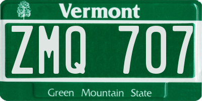 VT license plate ZMQ707