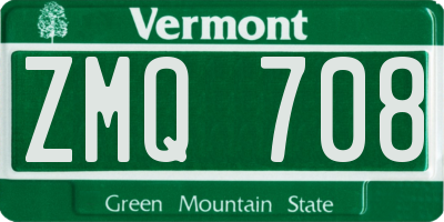 VT license plate ZMQ708