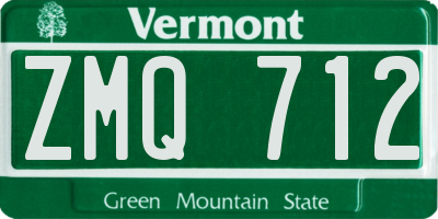 VT license plate ZMQ712