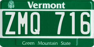 VT license plate ZMQ716