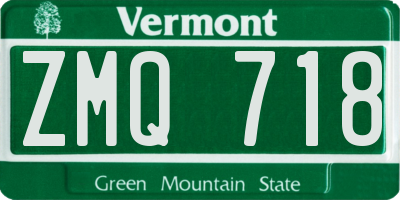VT license plate ZMQ718