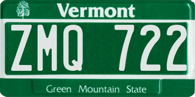 VT license plate ZMQ722