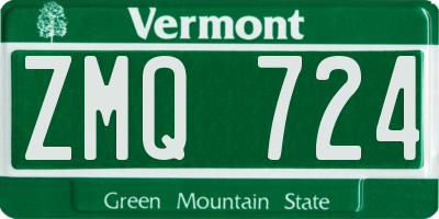 VT license plate ZMQ724