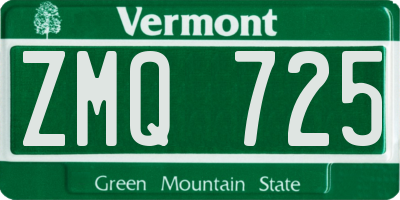 VT license plate ZMQ725
