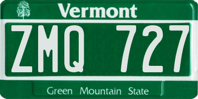 VT license plate ZMQ727
