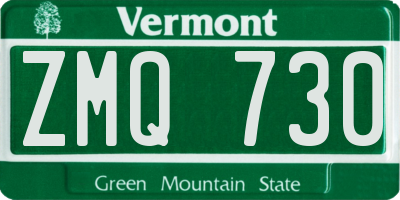VT license plate ZMQ730