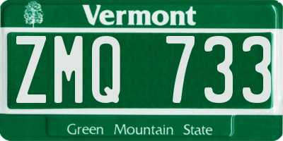 VT license plate ZMQ733