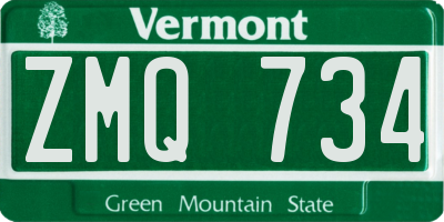 VT license plate ZMQ734