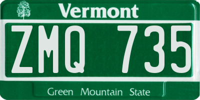 VT license plate ZMQ735