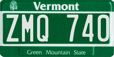VT license plate ZMQ740