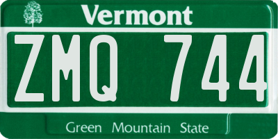 VT license plate ZMQ744