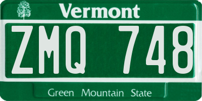VT license plate ZMQ748