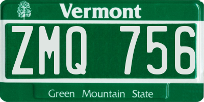 VT license plate ZMQ756