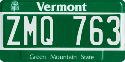 VT license plate ZMQ763
