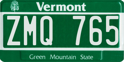VT license plate ZMQ765