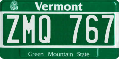 VT license plate ZMQ767