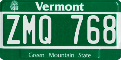 VT license plate ZMQ768