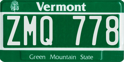 VT license plate ZMQ778