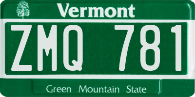 VT license plate ZMQ781