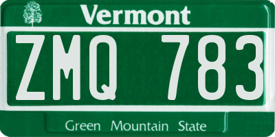 VT license plate ZMQ783