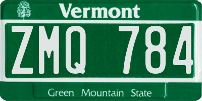 VT license plate ZMQ784