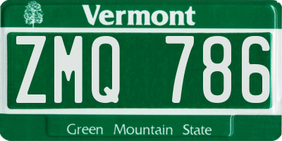 VT license plate ZMQ786