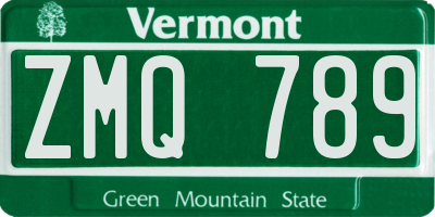 VT license plate ZMQ789