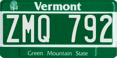 VT license plate ZMQ792