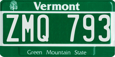 VT license plate ZMQ793