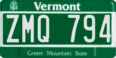 VT license plate ZMQ794