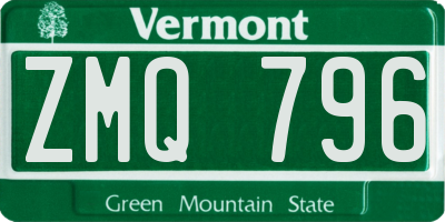 VT license plate ZMQ796