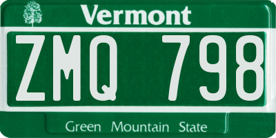 VT license plate ZMQ798