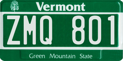 VT license plate ZMQ801