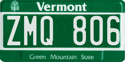 VT license plate ZMQ806