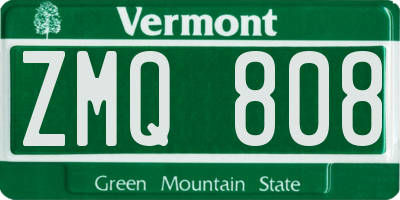 VT license plate ZMQ808