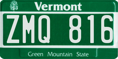 VT license plate ZMQ816