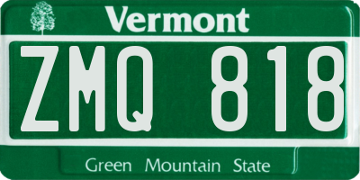VT license plate ZMQ818