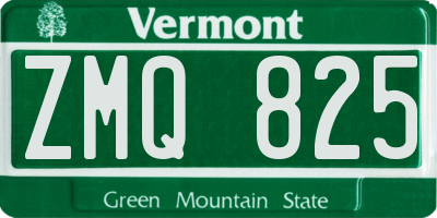 VT license plate ZMQ825